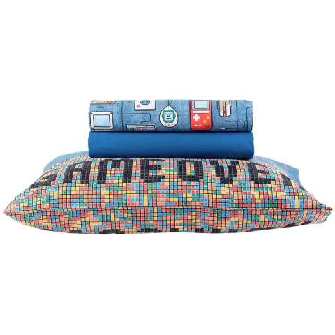 Jogo de Cama Santista Infantil Royal Play Solteiro 3 peças - 100% Algodão - Azul Play - Solteiro