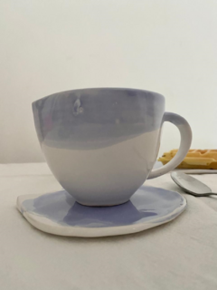 Taza + plato irregular Santorini