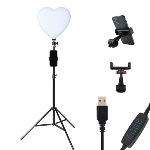 Aro Corazón Luz Led Panel + Trípode 2.10m + Soporte Celular