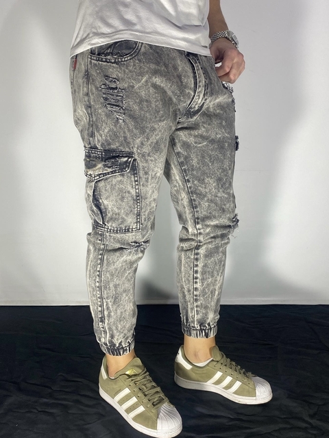 Jogger Mom Cargo Ayas Gris Nevado