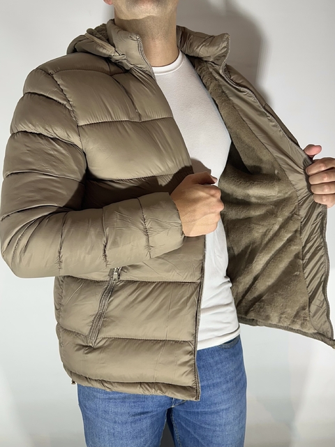 Puffer Importado con Piel Isparta Habano - comprar online