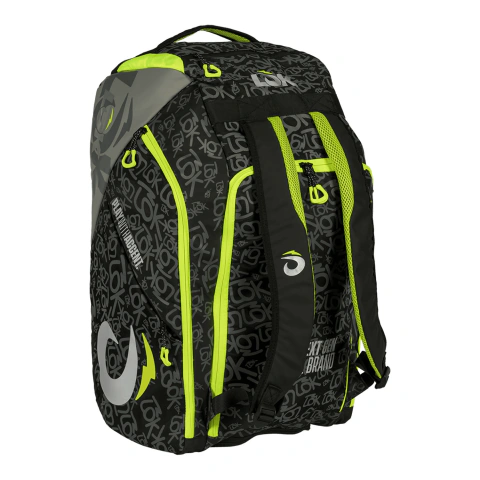 Bolso paletero Lok Maxx Gen 2 negro y verde lima, con diseño moderno y gran capacidad, ideal para pádel.