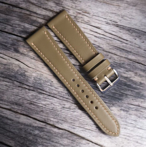 Pulseira de relógio em couro verde oliva - comprar online