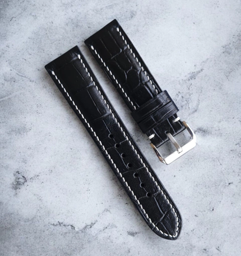 Pulseira de relógio croco tamponado preto - comprar online