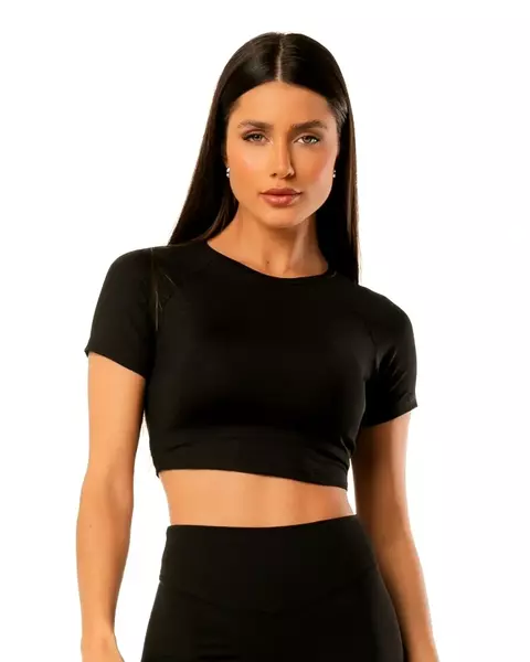 Cropped Comfort Manga Curta | PRETO | All Shape
