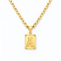Corrente Cadeado 4mm com Pingente Letra - Banhado a Ouro 18k