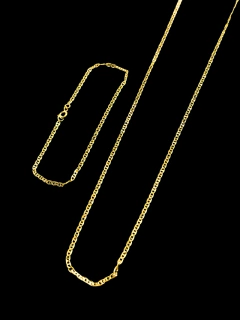 KIT PIASTRINE (2mm) CORRENTE + PULSEIRA - Banhado a ouro 18k - comprar online