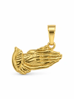 Pingente Mão orando P Banhado a ouro 18k 1X2cm