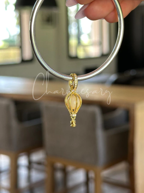 Charm Globo Aerostatico Plata 925 Oro Laminado (Brilla En Oscuridad) - comprar online