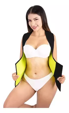Imagen de Faja Chaleco Neoprene Sauna Reductora + Electroestimulador de Abdomen Recargable
