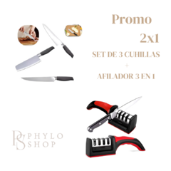 Promo Set de Cuchillos + Afilador 3 en 1: La Herramienta Esencial para tu Cocina