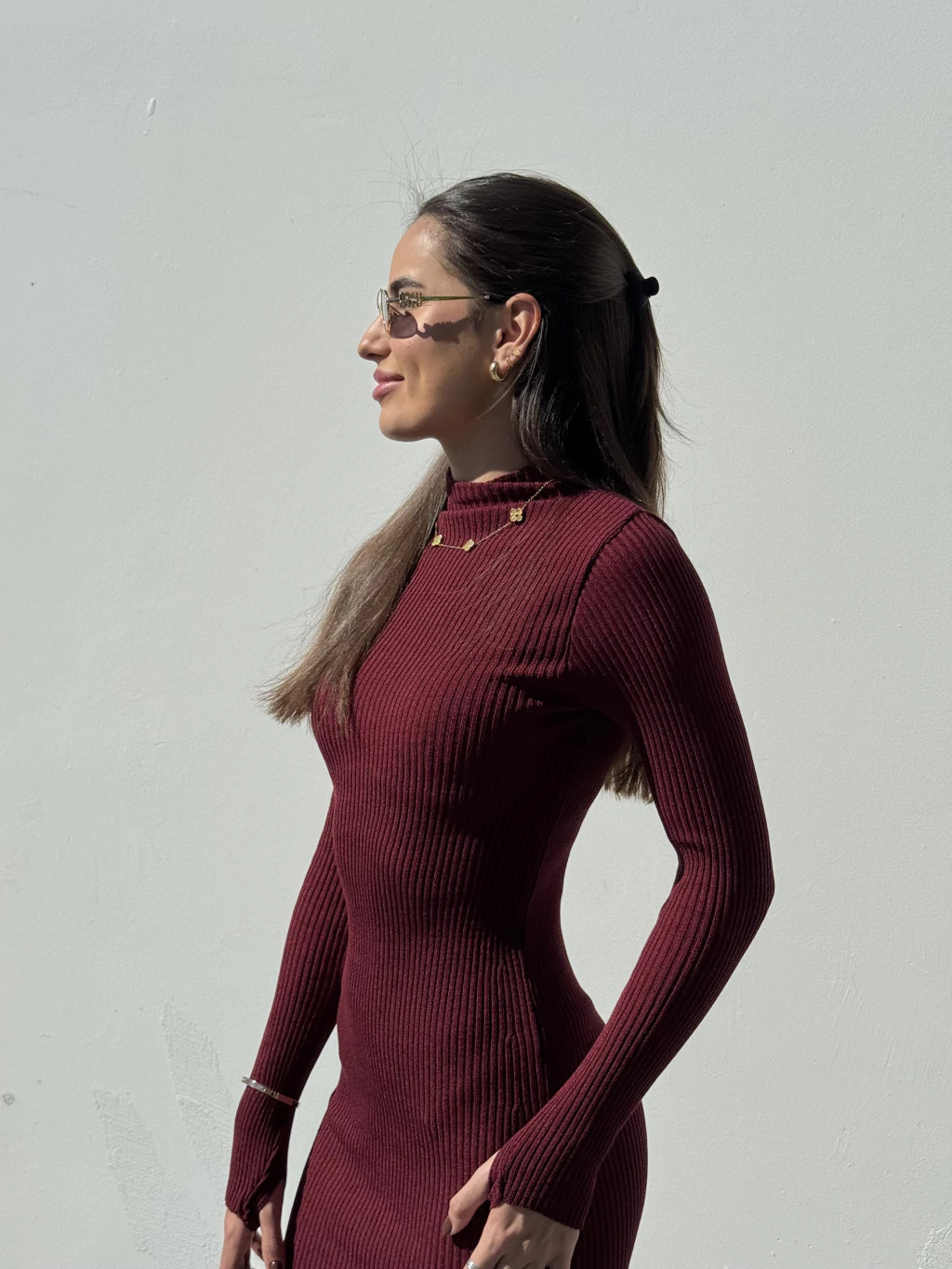 Vestido em Tricot - Borgonha - SOB ENCOMENDA