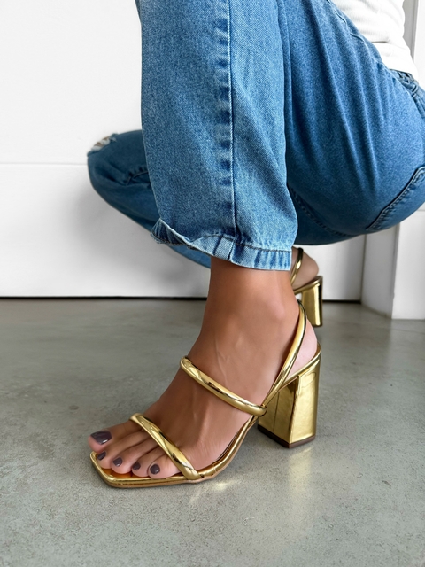 Sandália Mirror Minimal Dourada