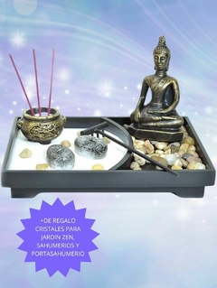 Jardin Zen Buda meditando™ Ardas 22x15x10 DE REGALO cristales parra el jardin, sahumerios y portasahumerio ✨