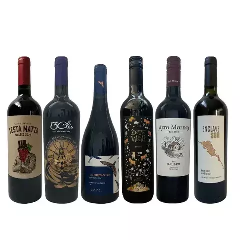 Combo de seis vinos de varietales, regiones y tipo de vinos combinados