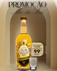 Cachaça Extra Premium 12 Anos Europeu Dom Tápparo – 750ml + Copo Dose Ole 60ml Vidro - Dom Tápparo - comprar online