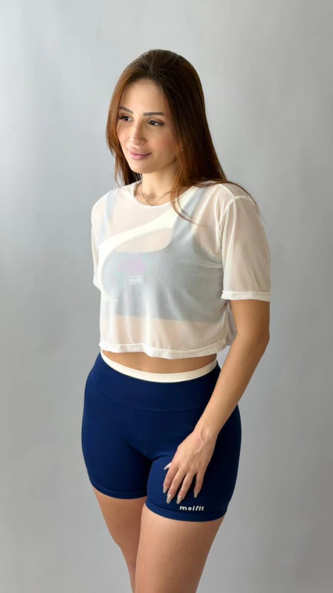 Camisa Cropped Tule Branca