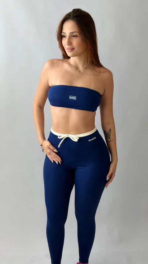 Conjunto Calça Cris + Top Manu Azul Marinho