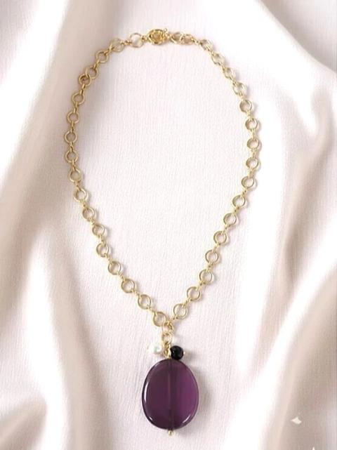 Corrente com pedra olho da gato - comprar online