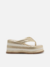 Tamanco Dourada Couro Plataforma Flip Flop