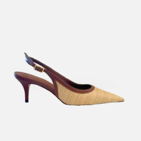 Scarpin Slingback Salto Fino Ráfia - comprar online