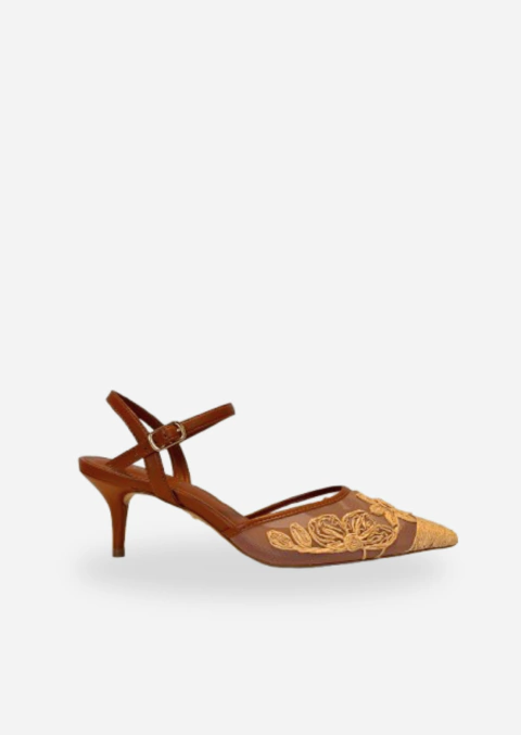 Scarpin Salto Médio Telado Bordados - comprar online