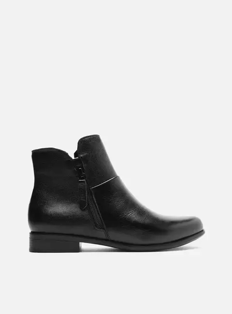 Bota Couro Cano Curto Preta Liso - comprar online