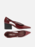 Scarpin Vermelho Couro Bloco Semi Aberto Tiras - comprar online