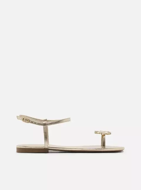 Sandália Rasteira Dourada Dedeira Estrela-do-mar