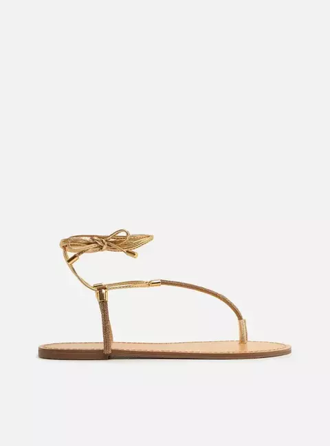 Rasteira Dourada Slim Strass Amarração - comprar online