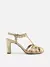 Sandália Dourada Salto Médio Tiras Nó