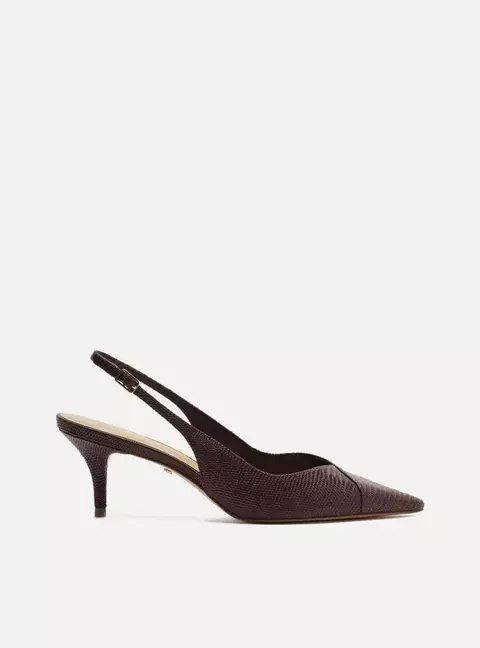 Scarpin Bordô Lizard Salto Kitten Slingback