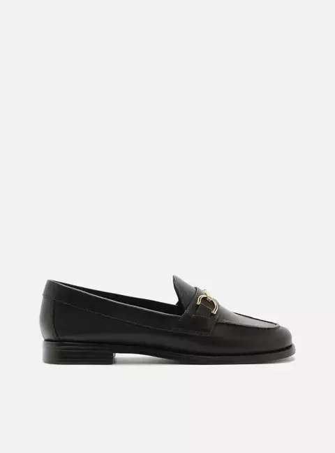 Mocassim Preto Couro Bridão Classic