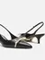 Scarpin Couro Salto Baixo Slingback Laço - comprar online