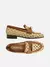 Mocassim Marrom Couro Palha Sextavada Metal - comprar online