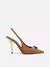Scarpin Marrom Camurça Salto Alto Slingback Pedraria