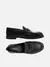 Mocassim Preto Couro Franzido Tira - comprar online