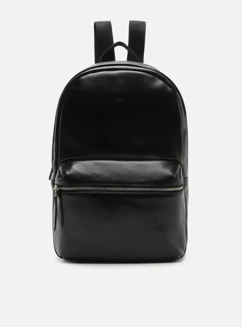 Mochila Preta Couro Grande Básica