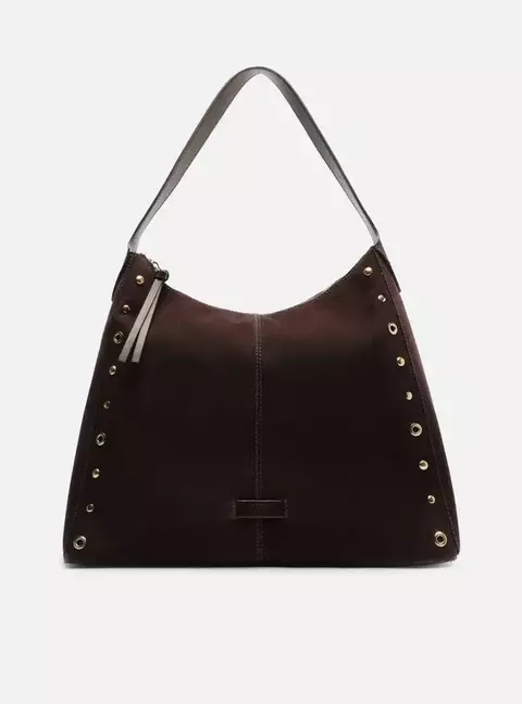 Bolsa Hobo Acamurçada Grande Rebites