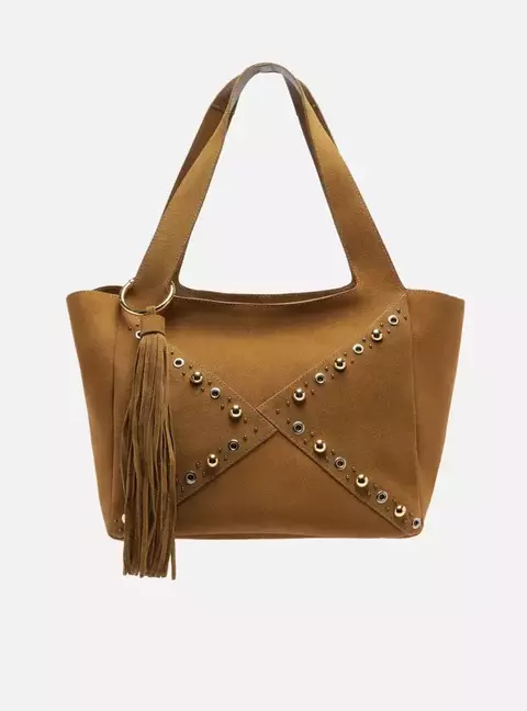Bolsa Shopping Bege Couro Becca Grande