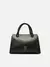 Bolsa Tote Preta Couro Média Metal Geométrico