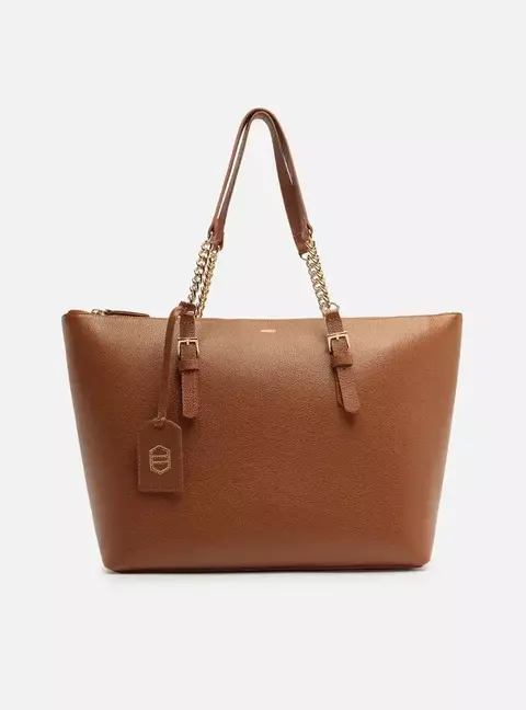 Bolsa Shopping Couro Grande Alça Corrente