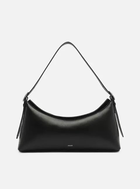 Bolsa Shoulder Preta Couro Grande Básica