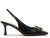 Scarpin Preto Couro Slingback Salto Médio Fivela