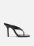 Tamanco Preto Couro Salto Alto Thong