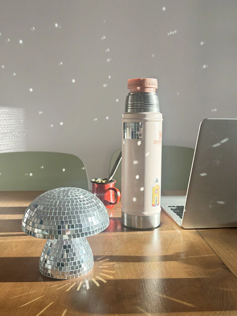Hongo Disco Ball Decorativo | Pequeña Escultura de Espejos