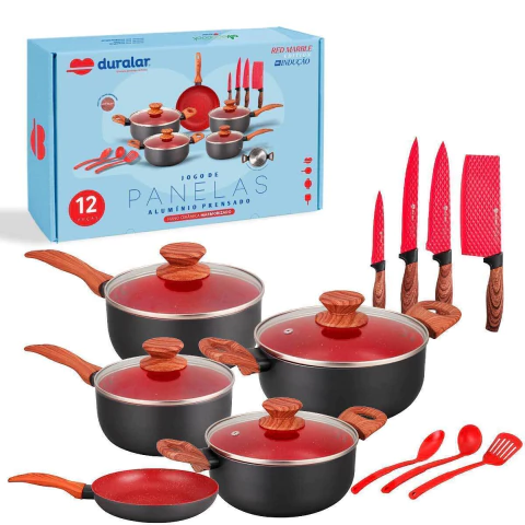 Jogo Panelas Cerâmica Antiaderente Indução 12 Peças Duralar