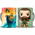 Caneca do Aquaman com ilustrações do personagem e figura em estilo Funko.