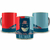 Caneca com estampa do Batman, apresentando três ângulos diferentes do design em cores variadas.