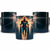 Caneca com a imagem da Capitã Marvel em pose heroica, com efeitos de luz e fundo espacial.